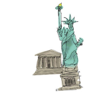 Drawing of the Statue of Liberty