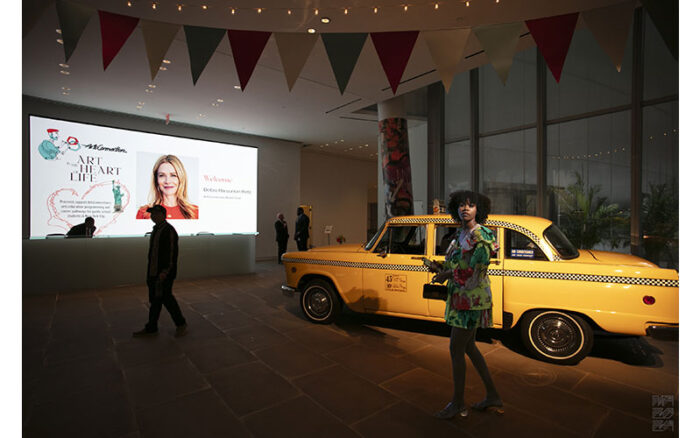 lobby display & antique NYC taxi